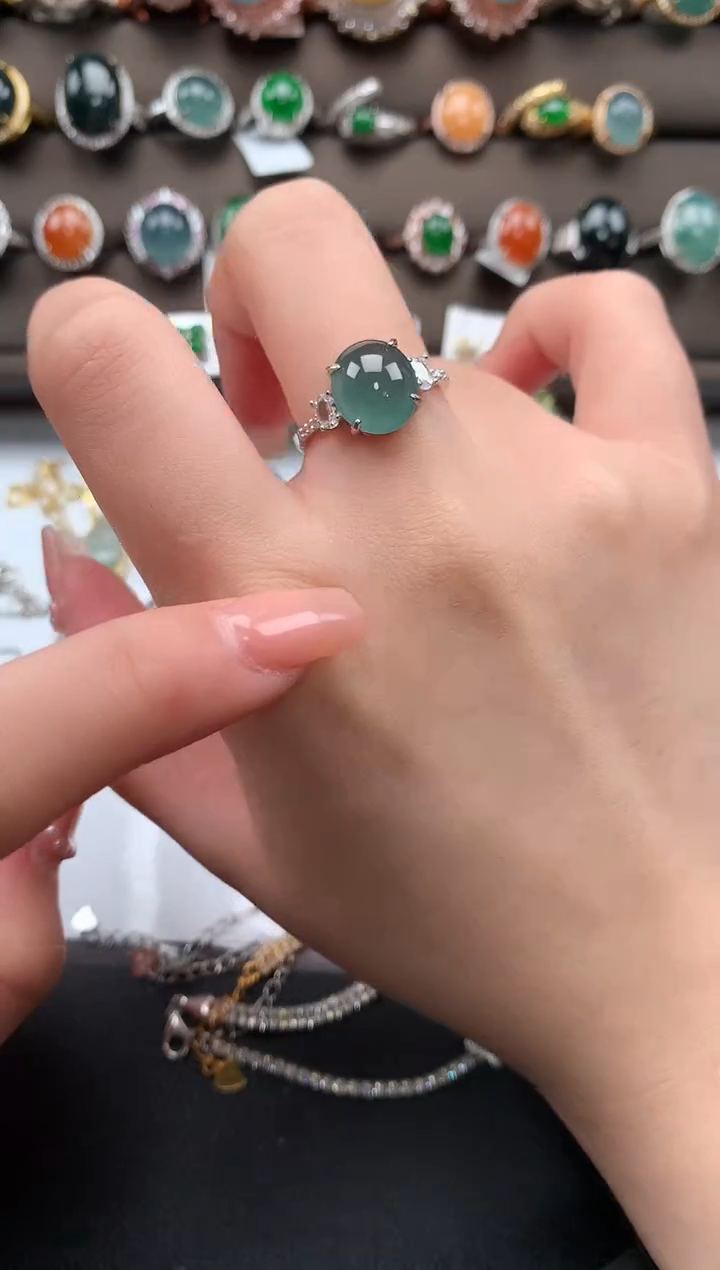 【闪购商品】翡翠戒指银S925镶嵌62141