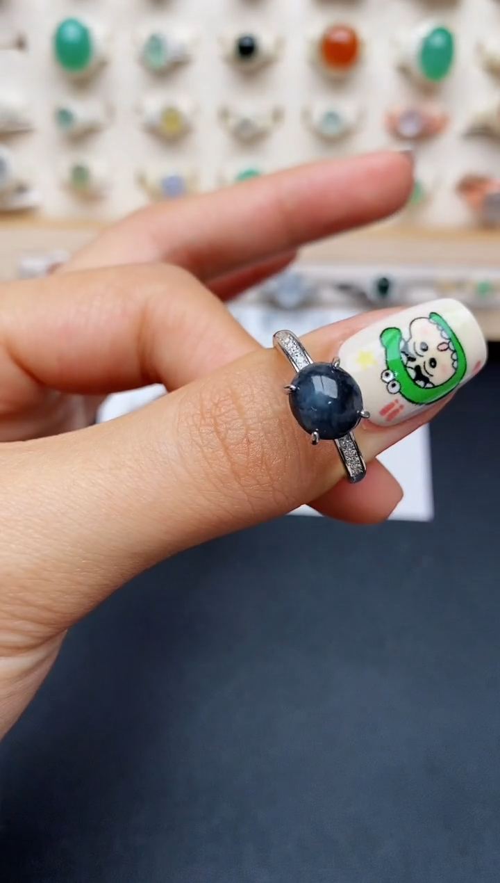 【闪购商品】翡翠戒指银S925镶嵌缅甸翡翠