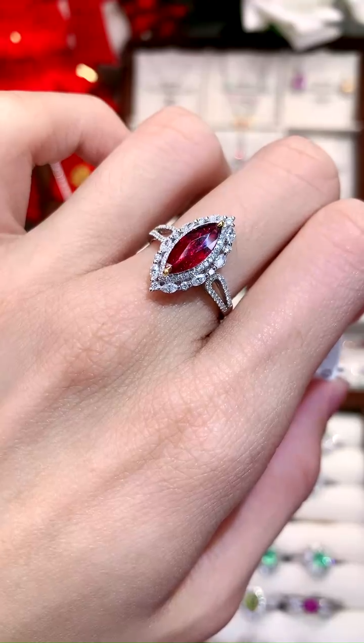 【闪购商品】红宝石戒指18K金镶嵌1.3ct/天然宝石/七天无理由