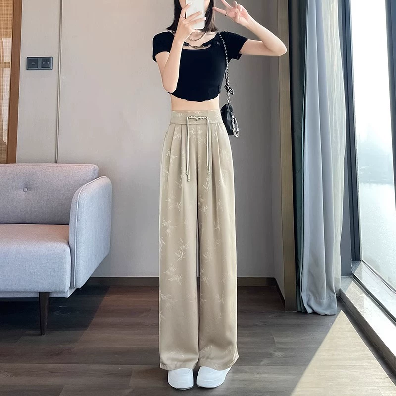 法式阔腿裤女秋冬慵懒风垂感软糯休闲直筒裤