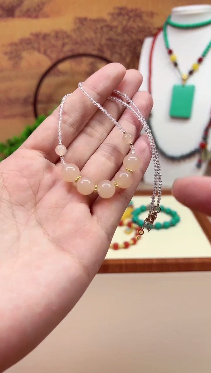 和田玉14K金镶嵌颈饰X117