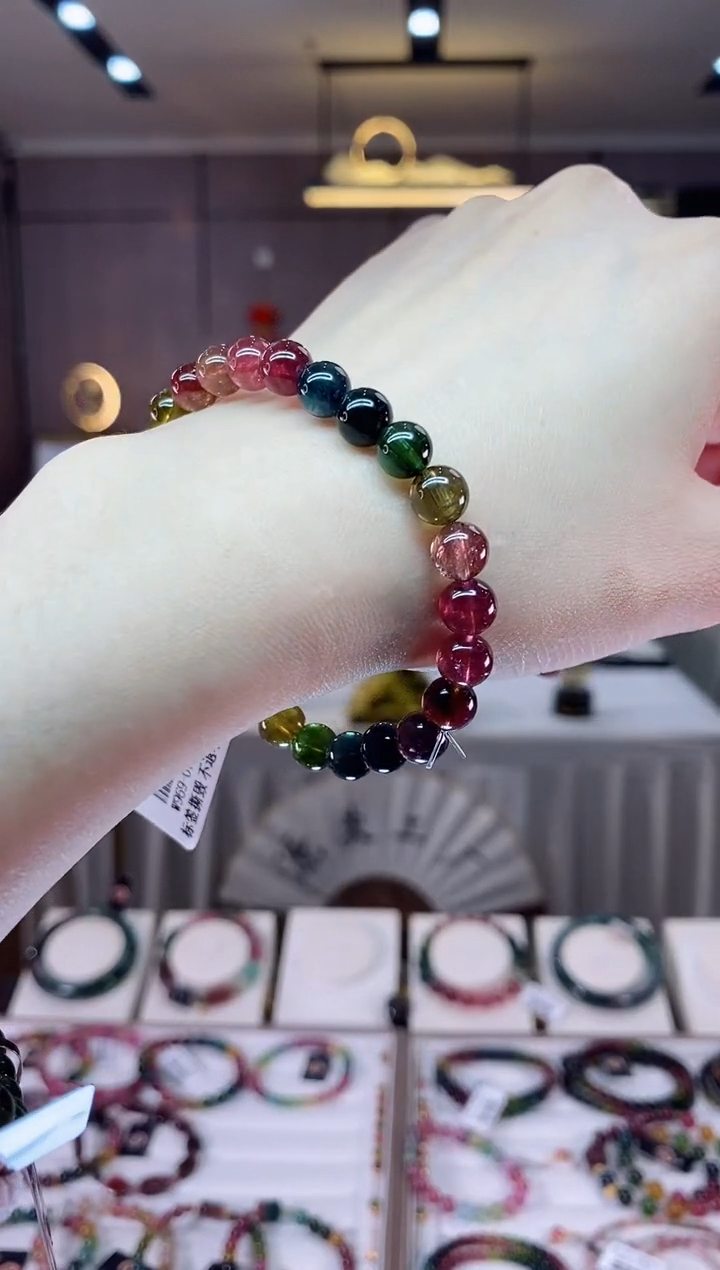 【闪购商品】碧玺收藏级单圈手串7mm+未镶嵌一物一证dan