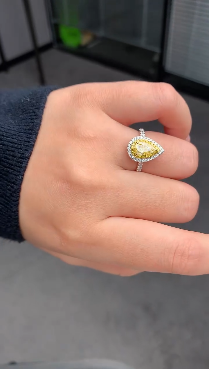 【闪购商品】钻石戒指/指环18K金镶嵌1ct黄钻戒指