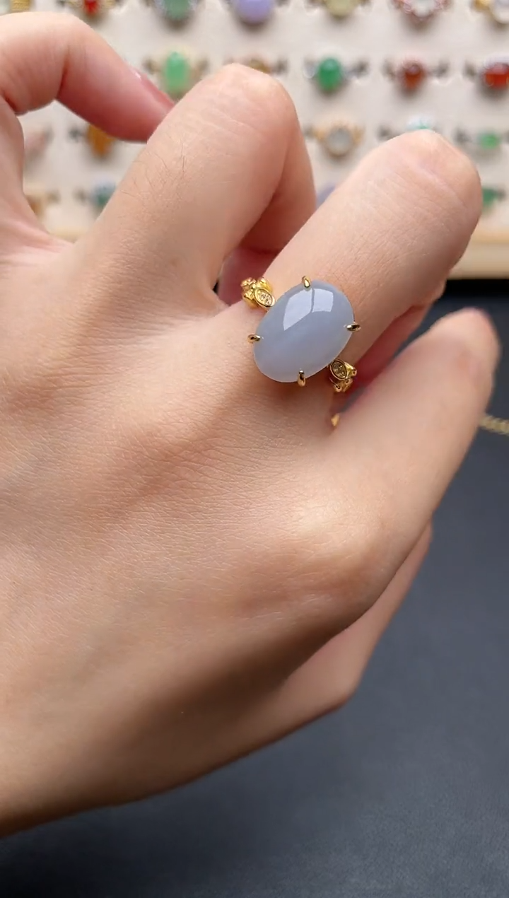 【闪购商品】翡翠戒指银S925镶嵌一物一证一礼盒