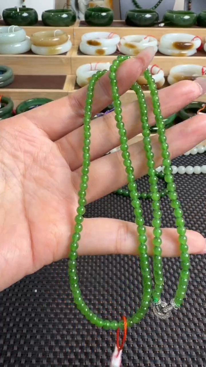 颈饰未镶嵌和田玉项链3-4mm