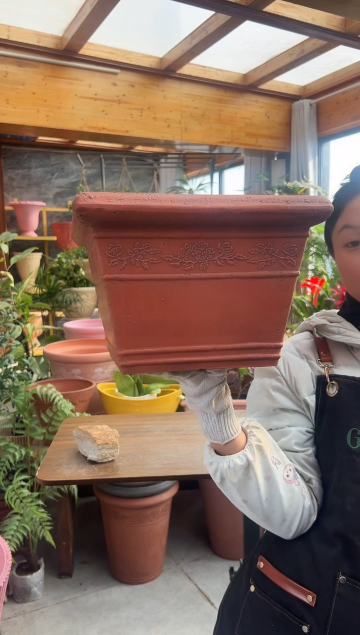 30*21.5/陶土色方形强体花盆外贸尾单/UK30