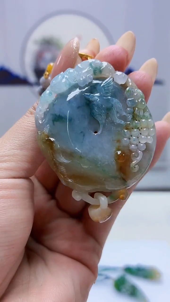 未镶嵌定制翡翠3495MM-毛货挂件100