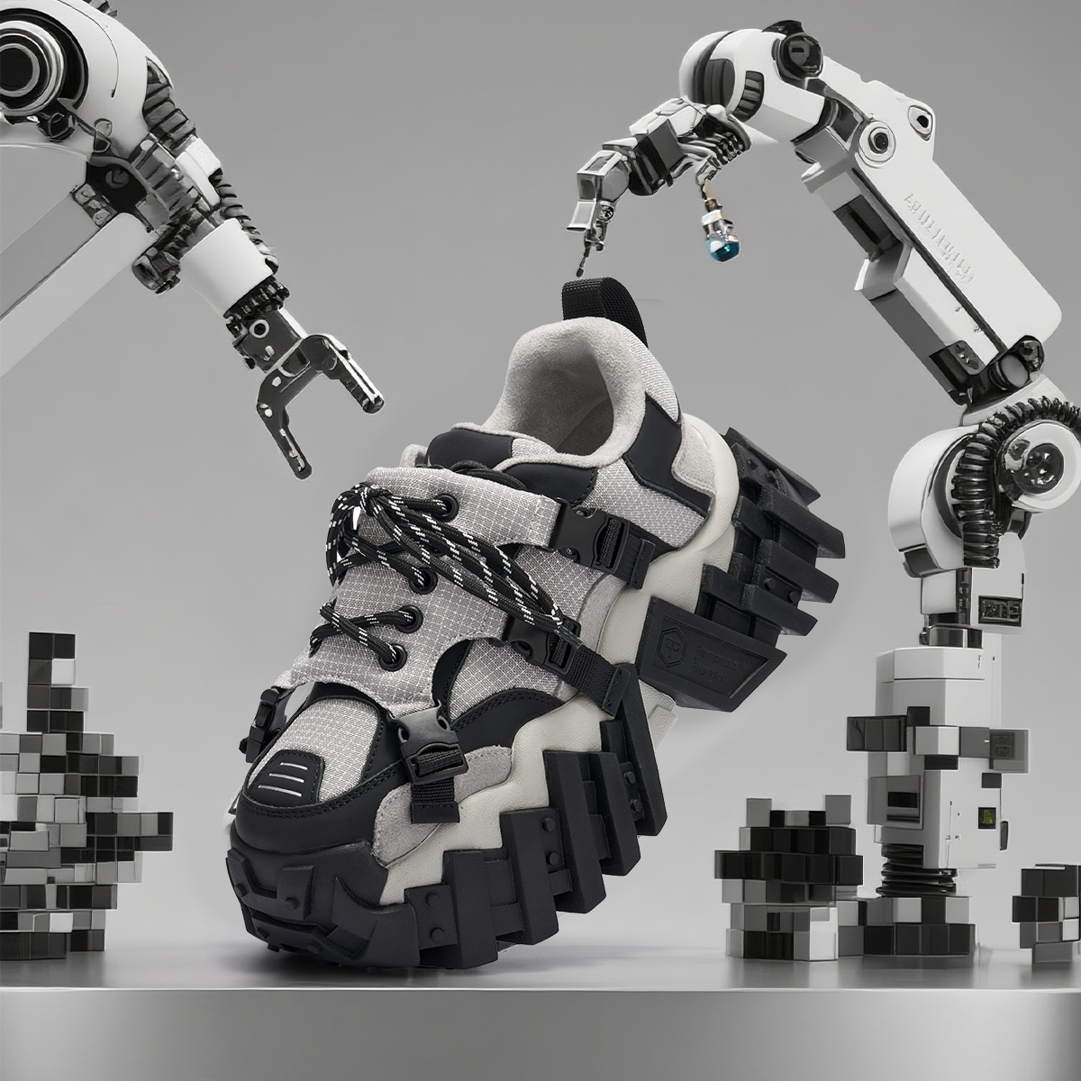 F2秋季新款乐高工厂老爹鞋百搭潮流系带厚底鞋子小众