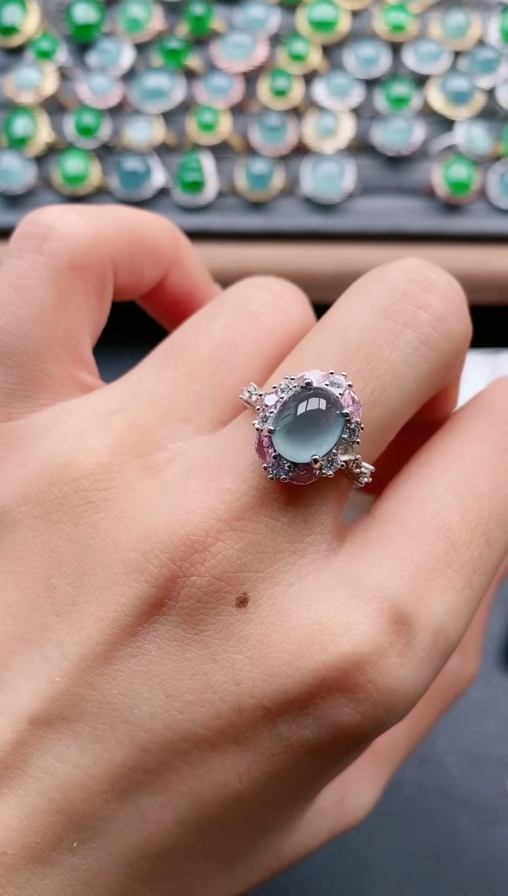 【闪购商品】翡翠戒指银S925镶嵌1111111