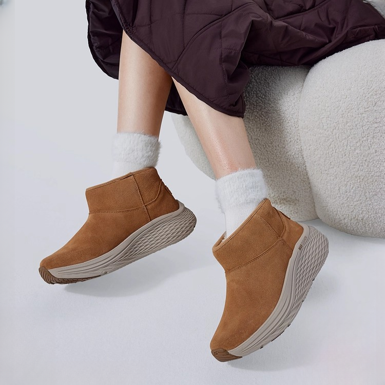 斯凯奇冬季女加绒一脚蹬厚底增高中帮冬靴防寒棉鞋144349女款