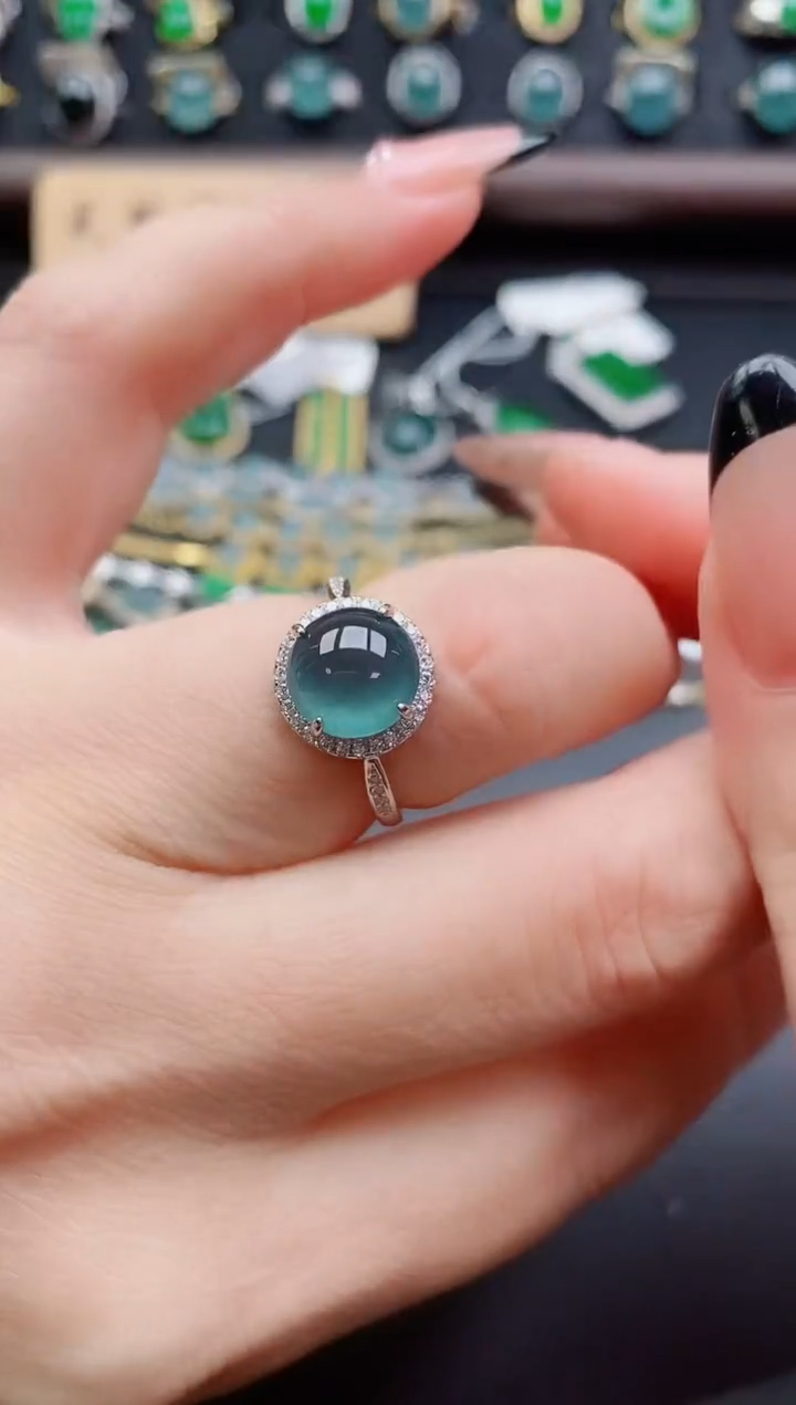 银S925镶嵌戒指翡翠1