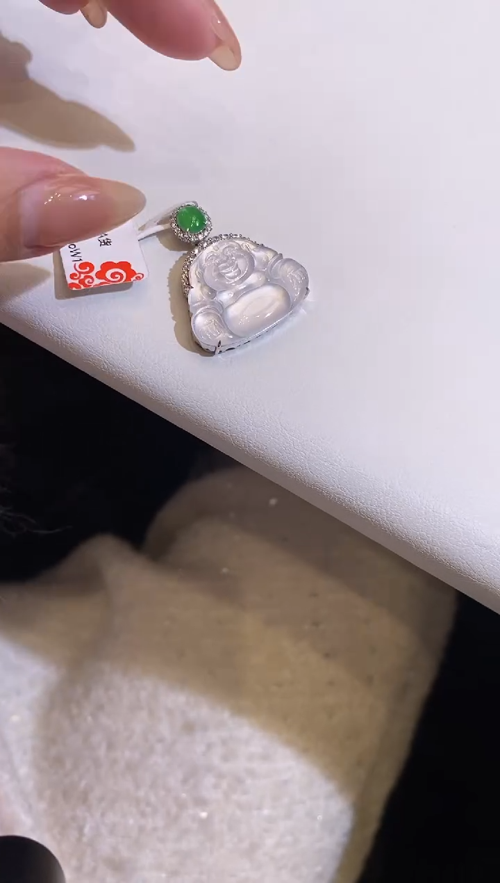 吊坠(不含链)18K金镶嵌翡翠佛公