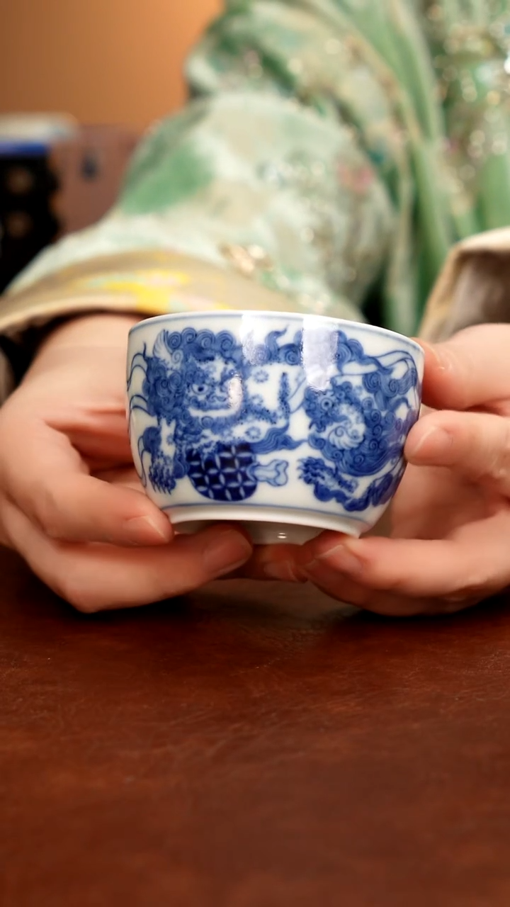 摆件陶景德镇瓷器，青花瓷手绘茶具~