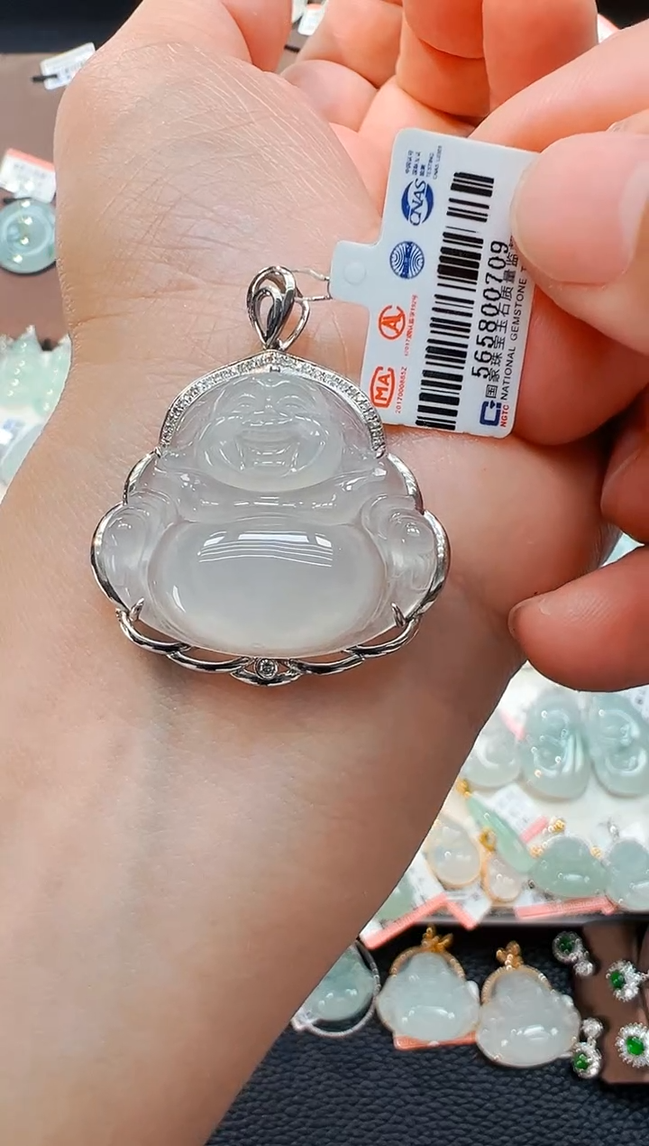 翡翠18K金镶嵌吊坠(不含链)佛公吊坠709