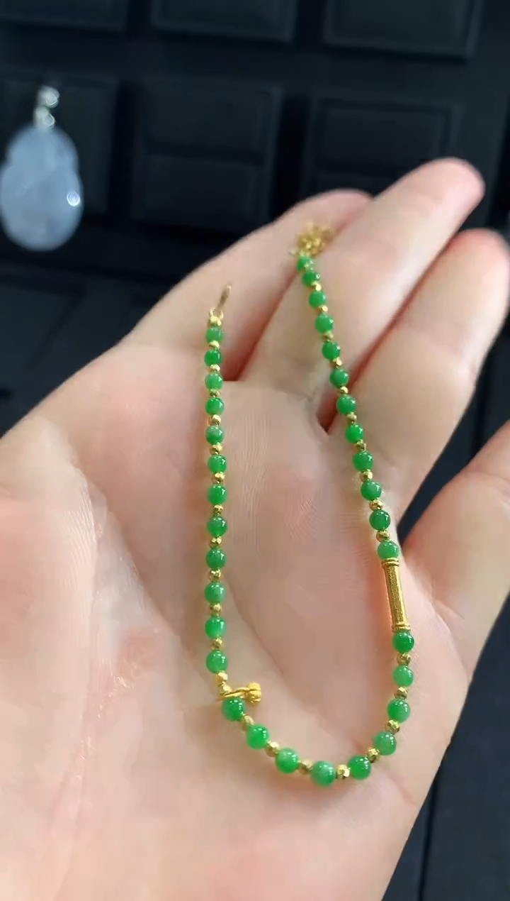 【闪购商品】翡翠手链18K金镶嵌手链
