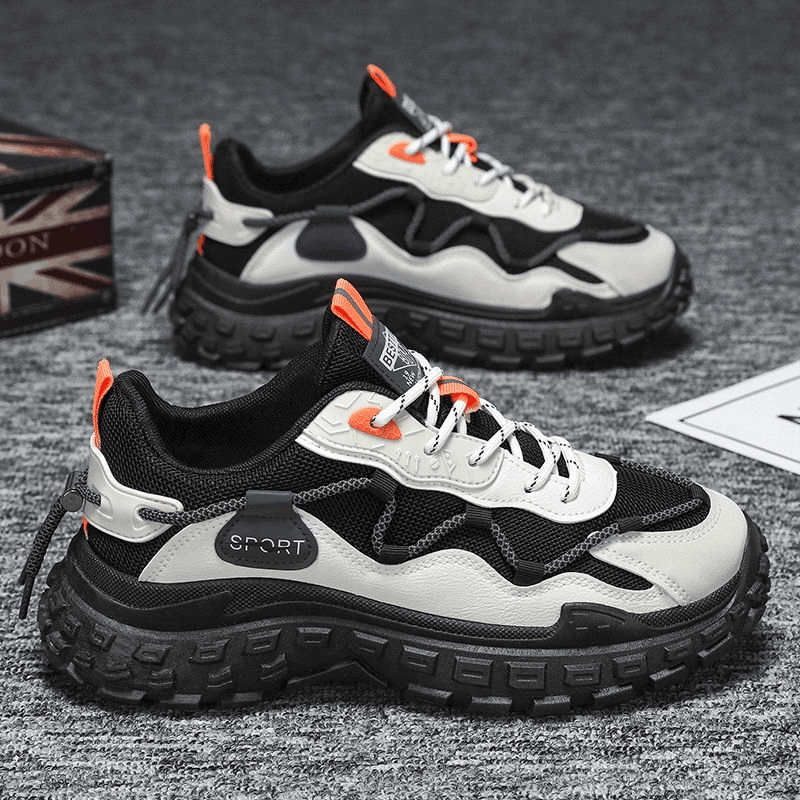 网红男鞋秋冬季网面百搭运动休闲跑步厚底轮胎老爹男款潮鞋