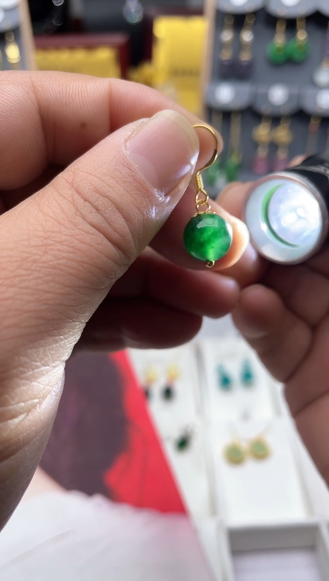 【闪购商品】玛瑙/玉髓耳环14K金镶嵌时尚耳饰