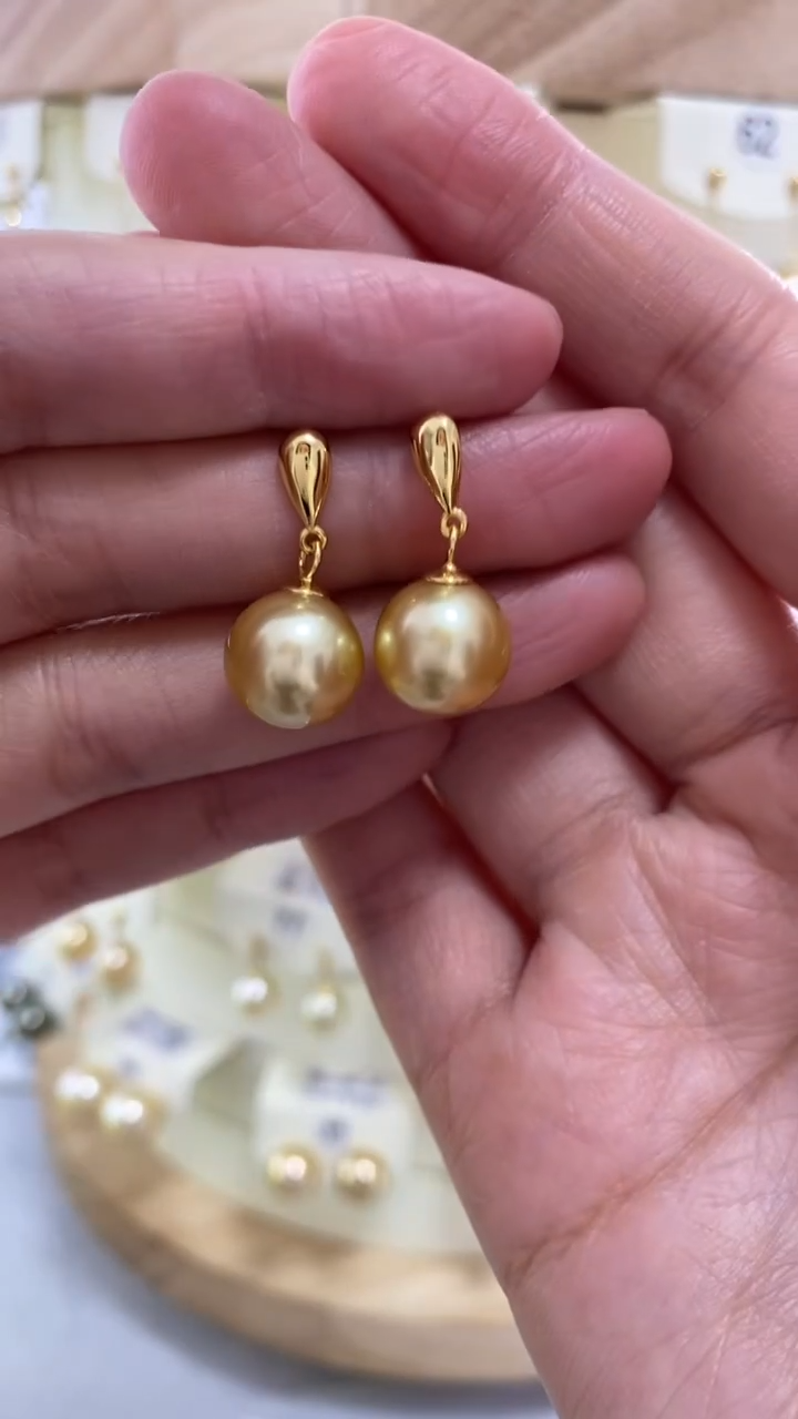 【闪购商品】海水珍珠耳饰银S925镶嵌金珠