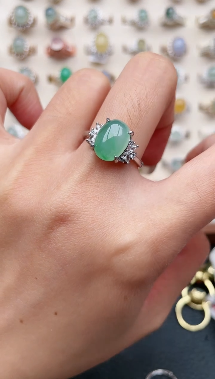 【闪购商品】翡翠戒指银S925镶嵌1111