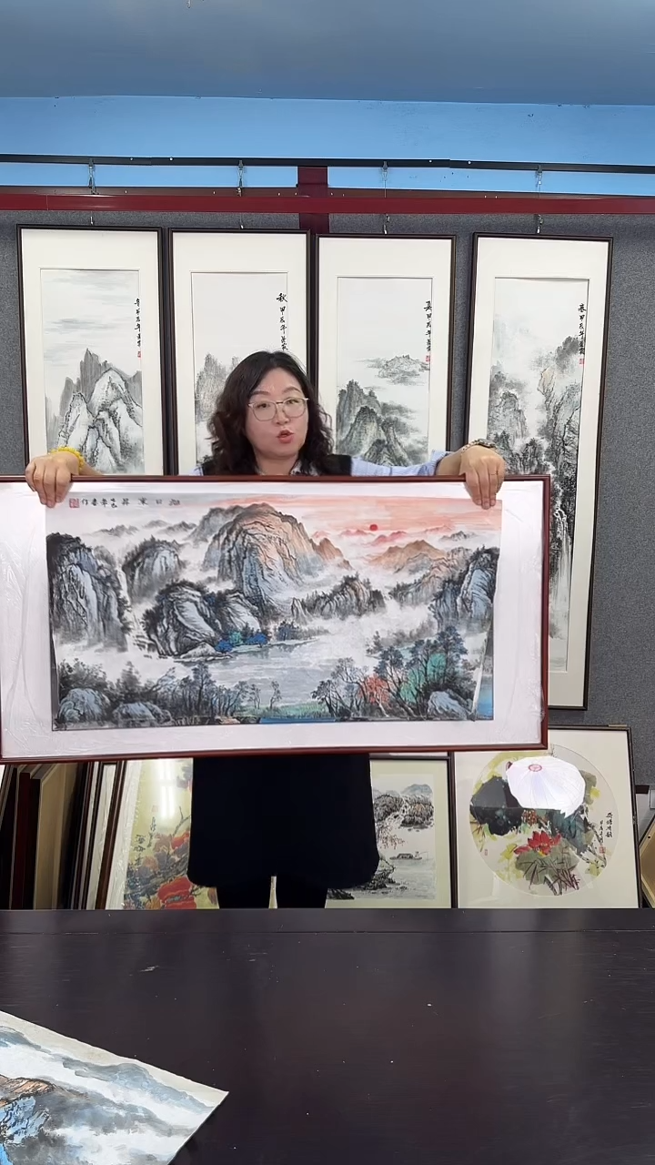 国画实木装裱 山水62*126