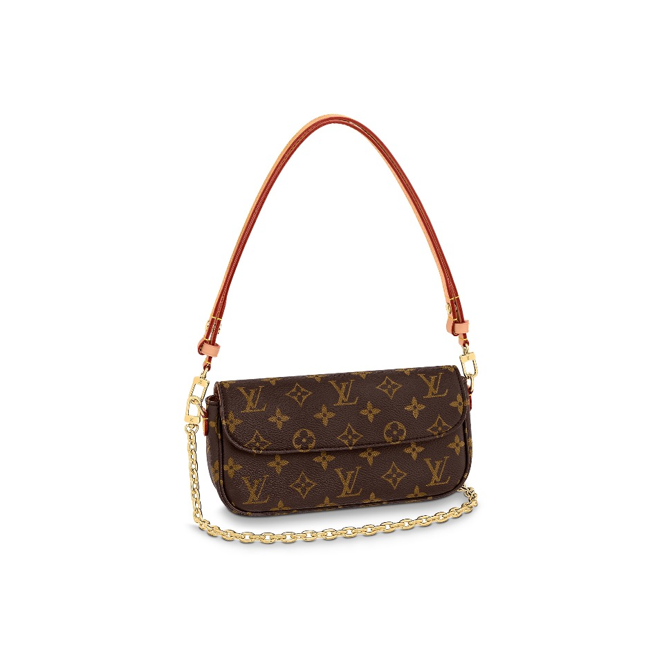 99新 LouisVuitton/路易威登 ivy单肩包女士腋下包棕色手提包