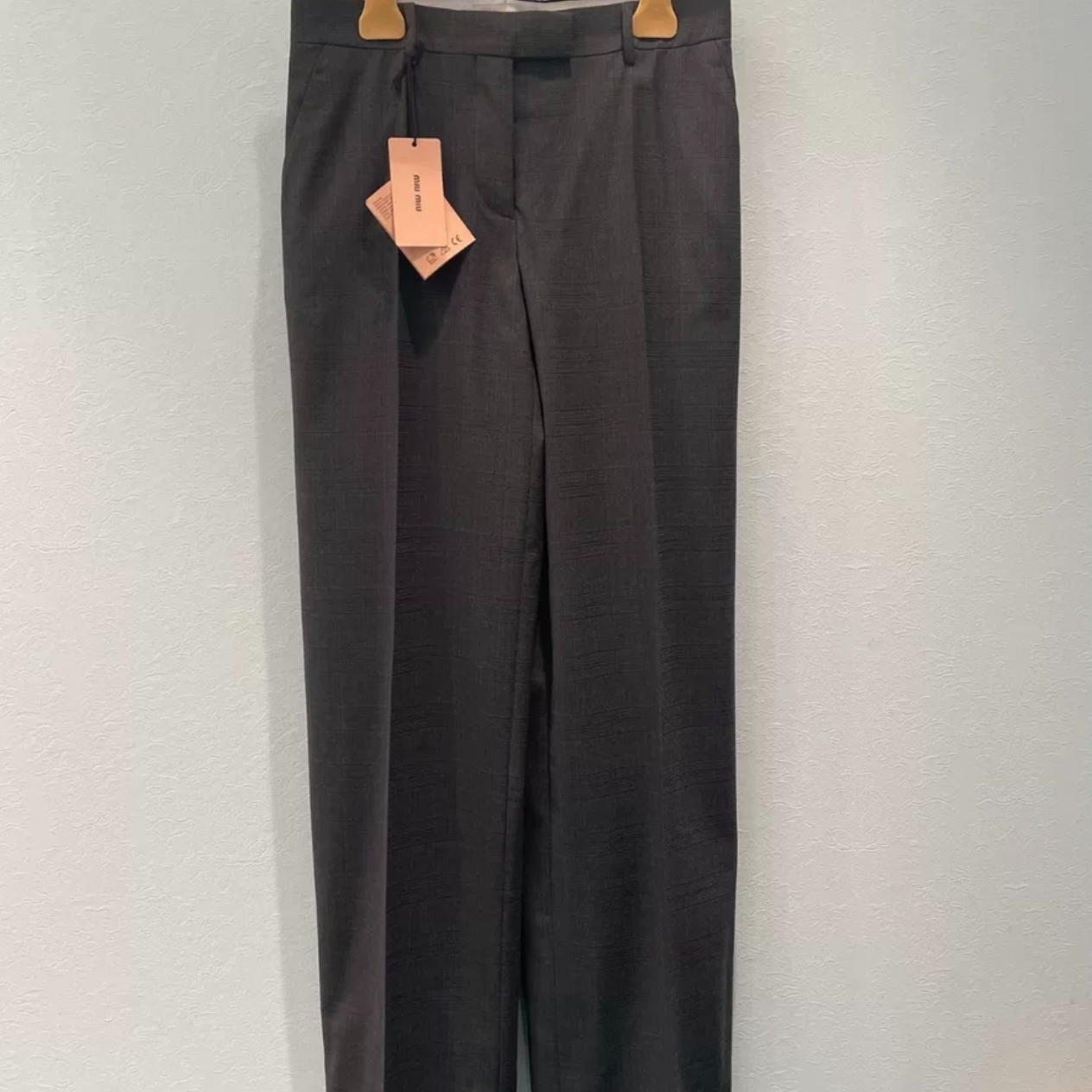 未使用 MIU MIU/缪缪 miumiu女士黑灰色休闲女裤149603女装