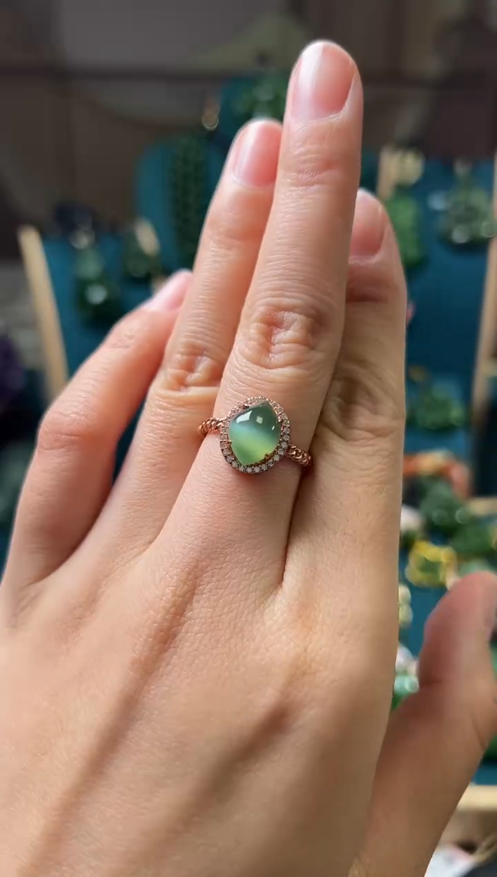 【闪购商品】和田玉（碧玉）戒指银S925镶嵌碧玉