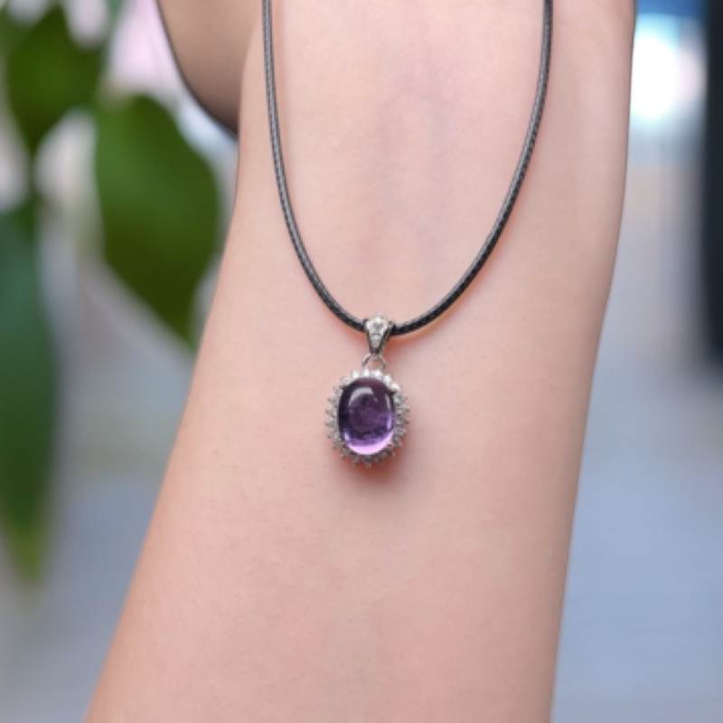 天然紫水晶（小鸽子蛋）百搭挂坠精致时尚