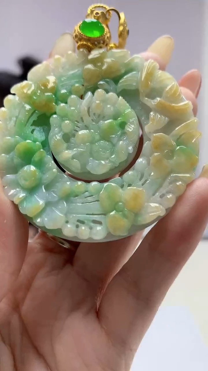 【闪购商品】定制翡翠未镶嵌4902DD-毛货挂件66