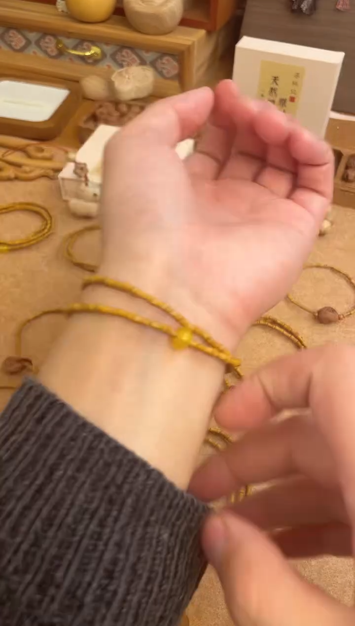 竹节手串一物一拍双圈加黄跑环素款