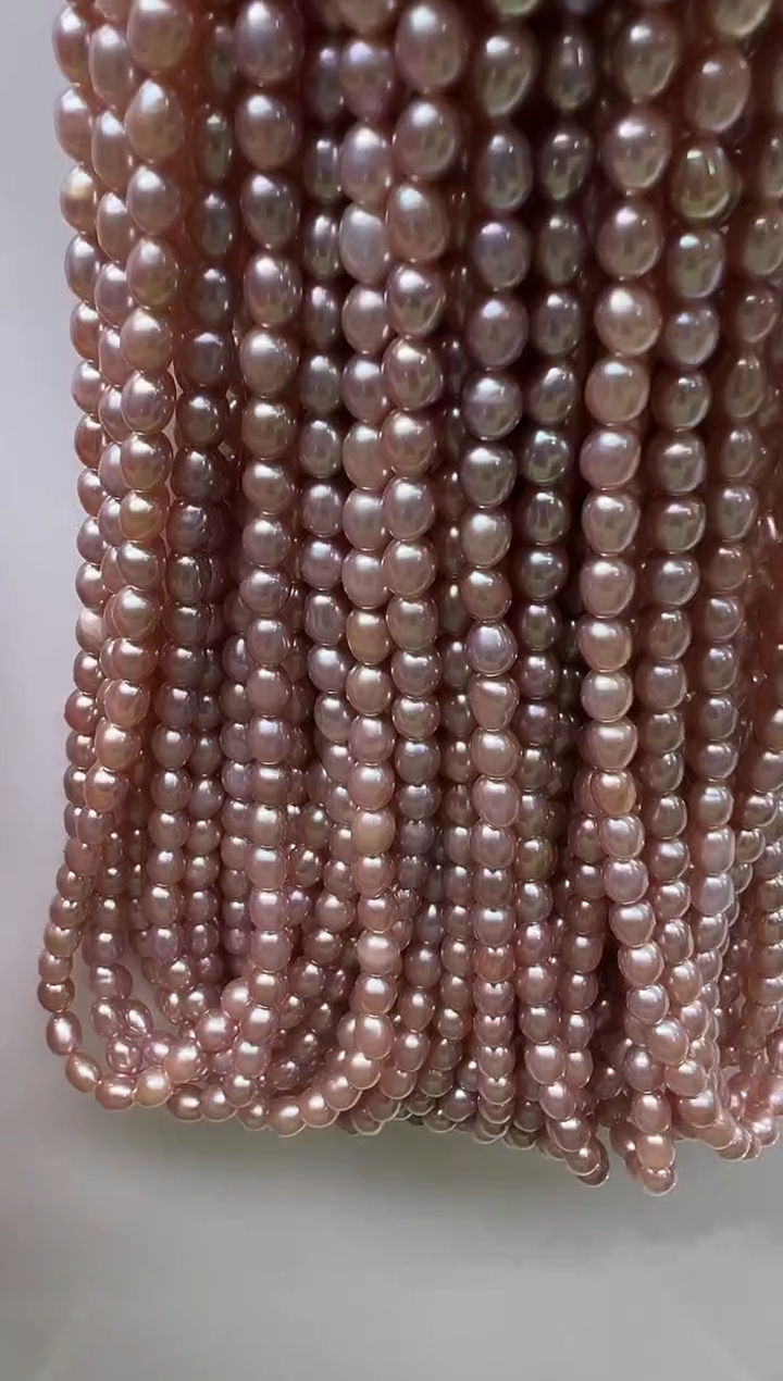 项链未镶嵌淡水珍珠紫色小米链4-4.5mm