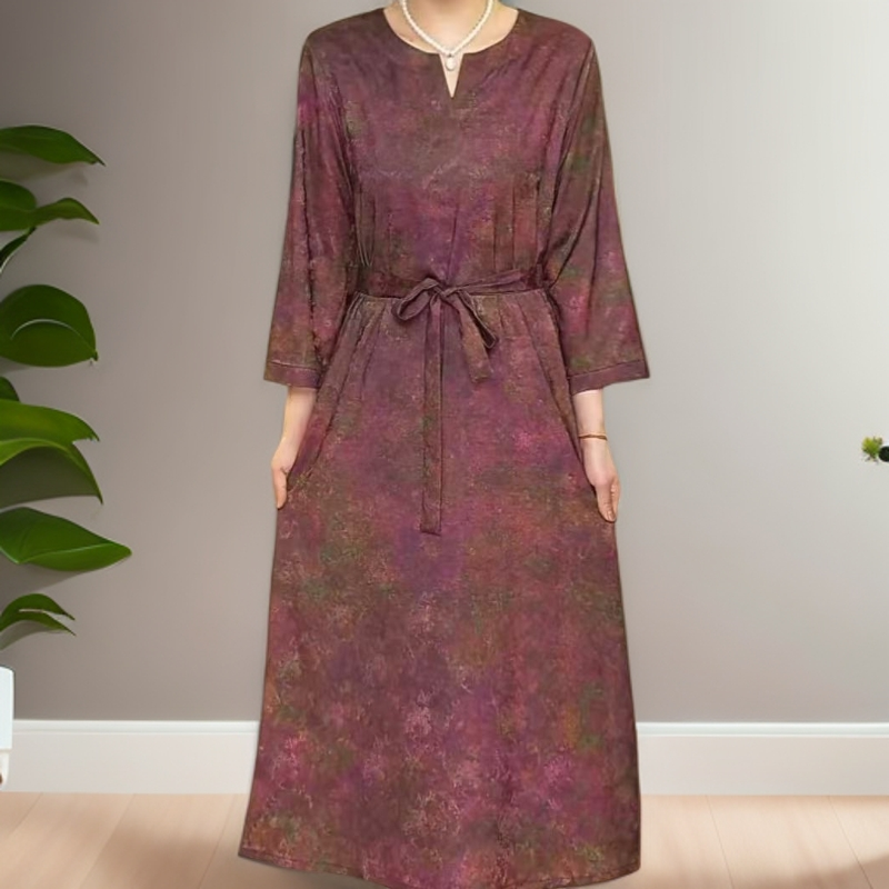 832【紫烟】高端订制连衣裙 休闲女士夏季复古宽松