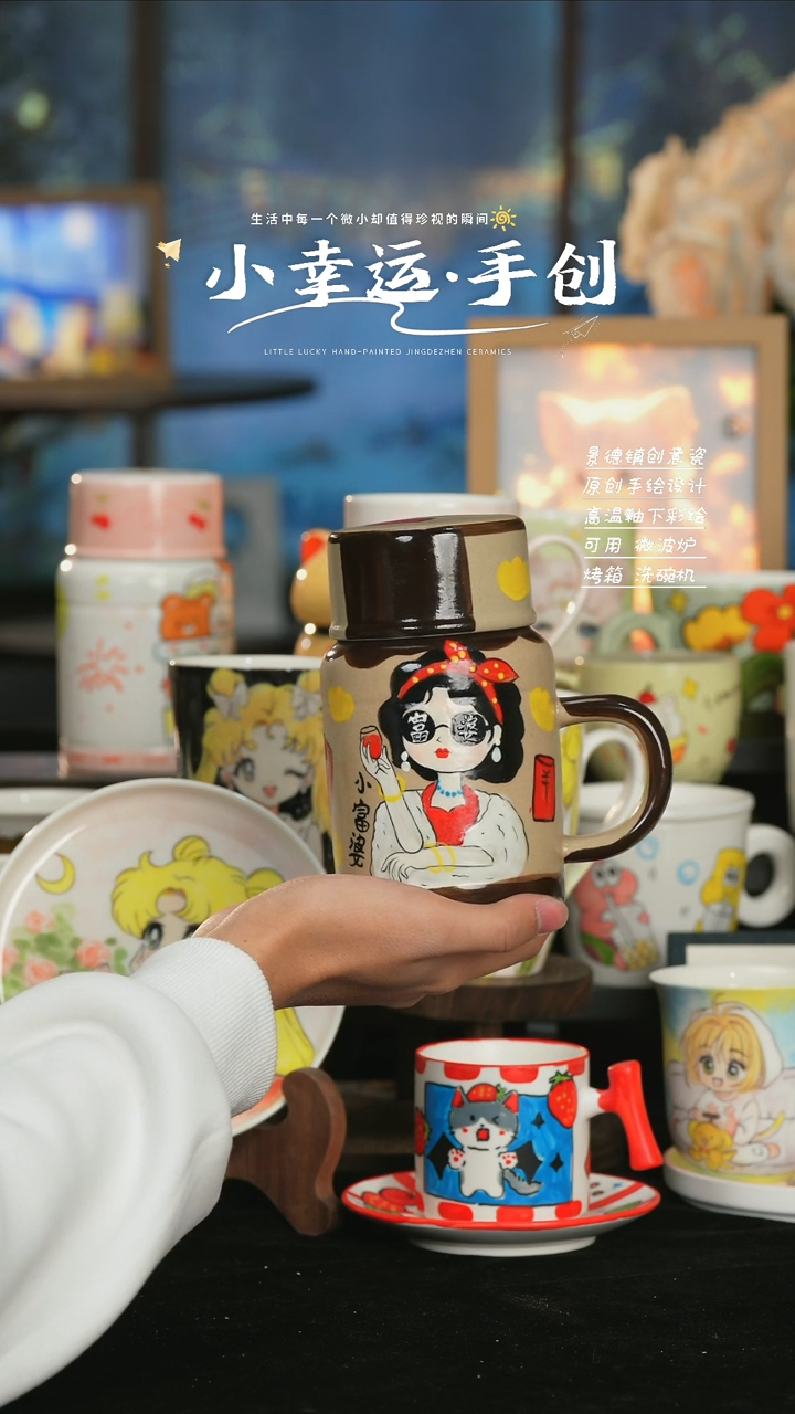 【闪购商品】小幸运纯手工手绘陶瓷