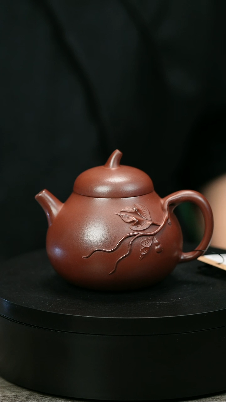 茶壶紫砂小****1H2194贴叶茄瓜