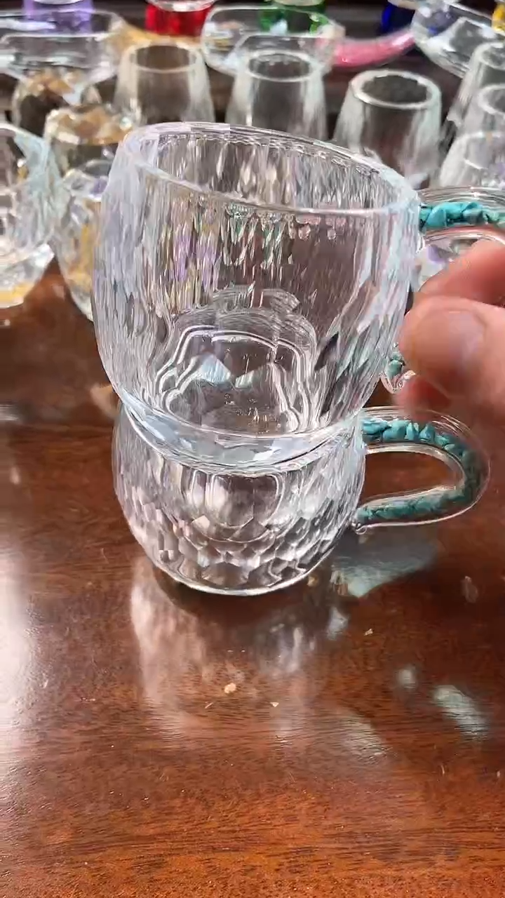 【闪购商品】玺宴新款水晶弯把小茶碗绿松石2个装
