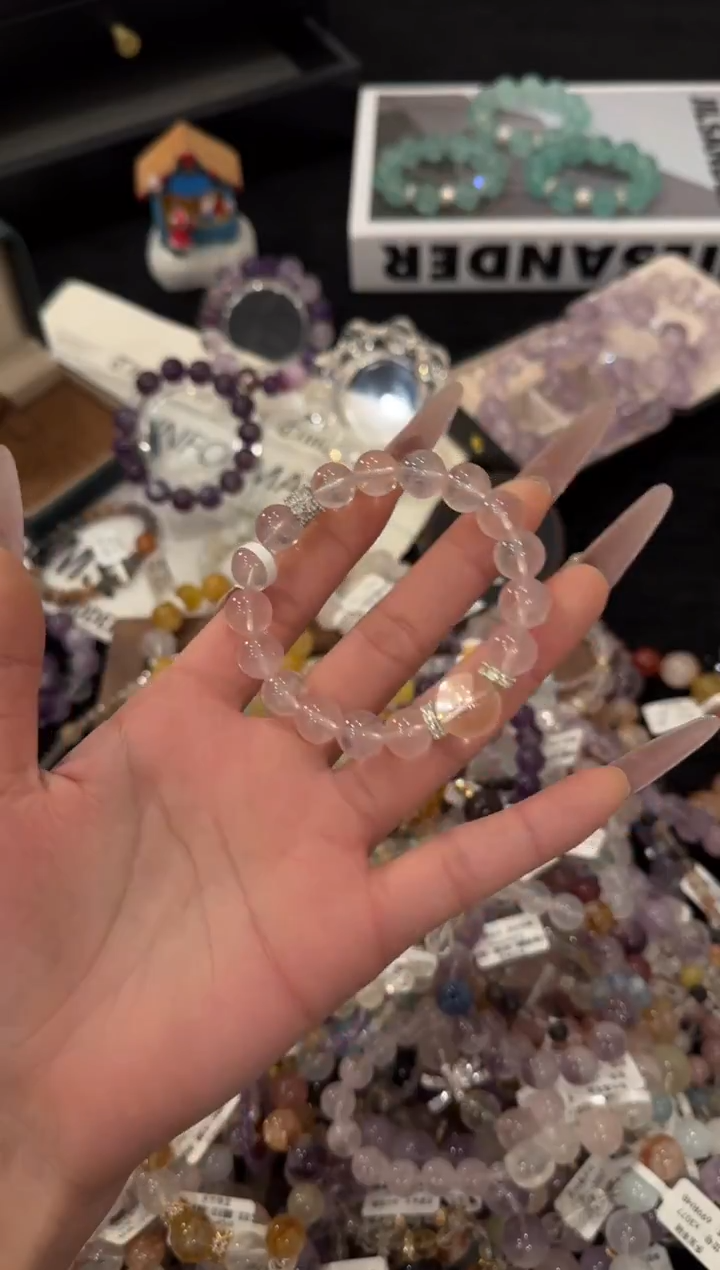 合金手链水晶粉水晶x2112