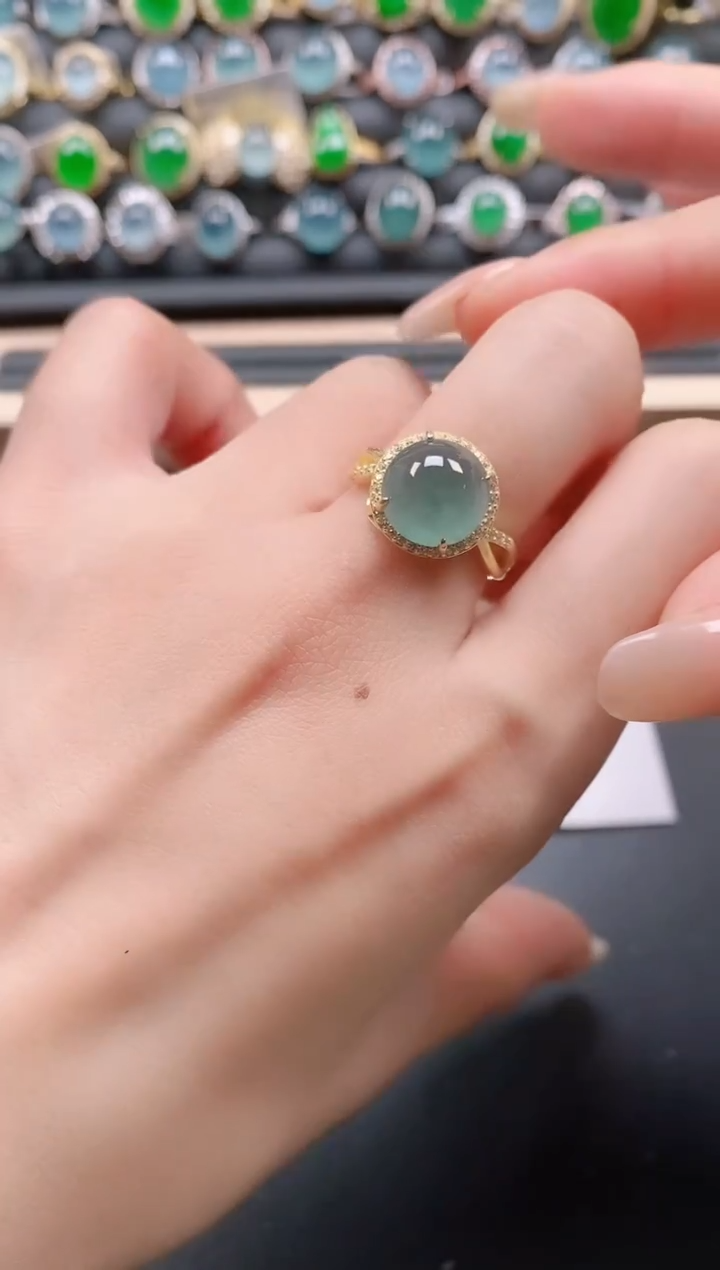 银S925镶嵌戒指翡翠111