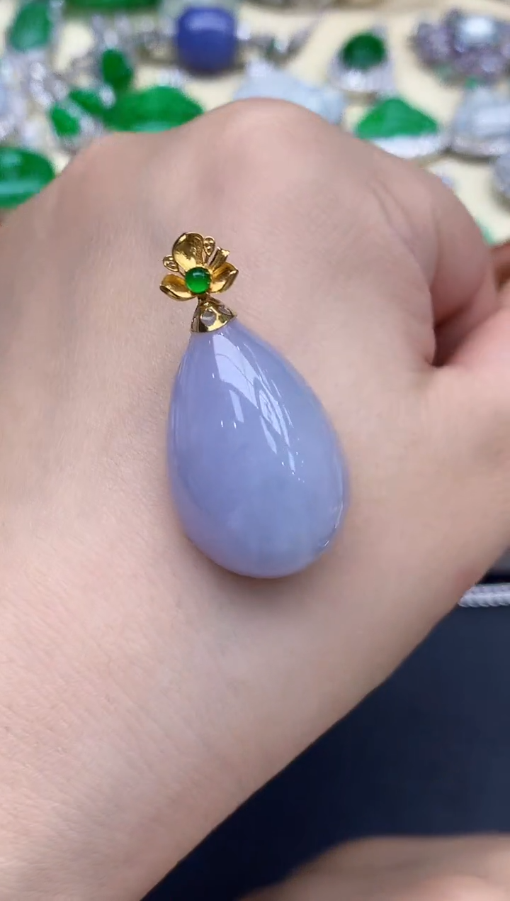 颈饰18K金镶嵌翡翠302-中国好珍宝