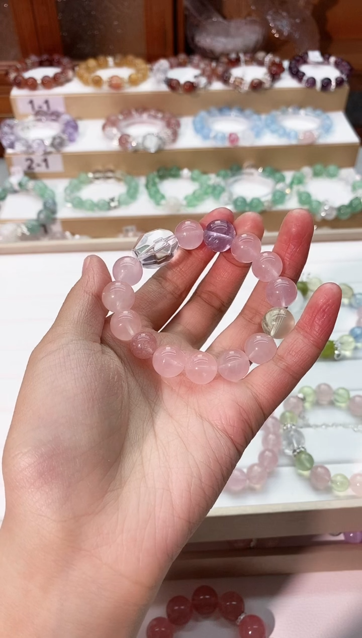 【闪购商品】水晶手串未镶嵌粉水搭白水随行手串