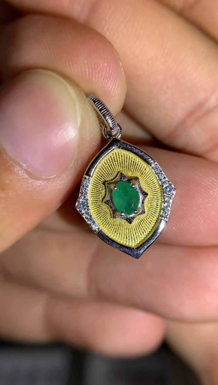 【闪购商品】祖母绿吊坠银S925镶嵌吊坠