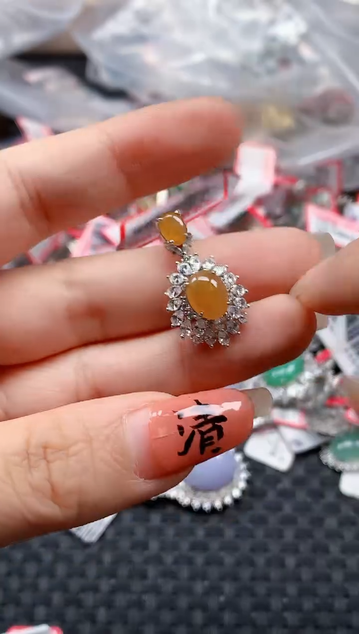 银S925镶嵌戒指翡翠天然A货缅甸翡翠