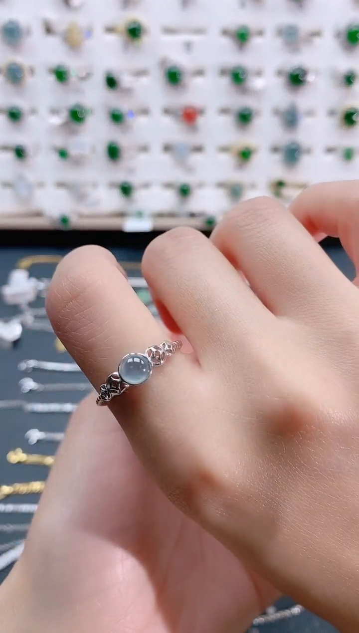 【闪购商品】翡翠戒指银S925镶嵌天然翡翠