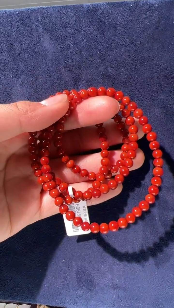 【闪购商品】南红玛瑙手串未镶嵌5mm满色满肉南红4圈手串
