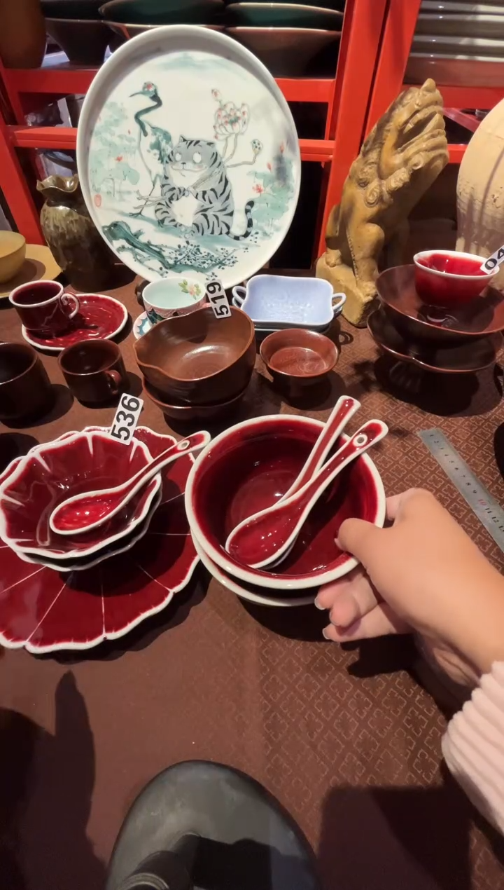 瓷片胖***姬536郎红5件+3勺