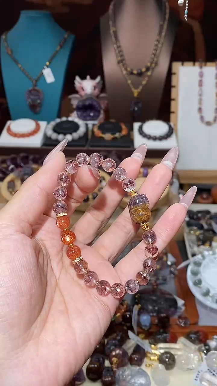 未镶嵌颈饰水晶金草莓极光貔貅DIY手串