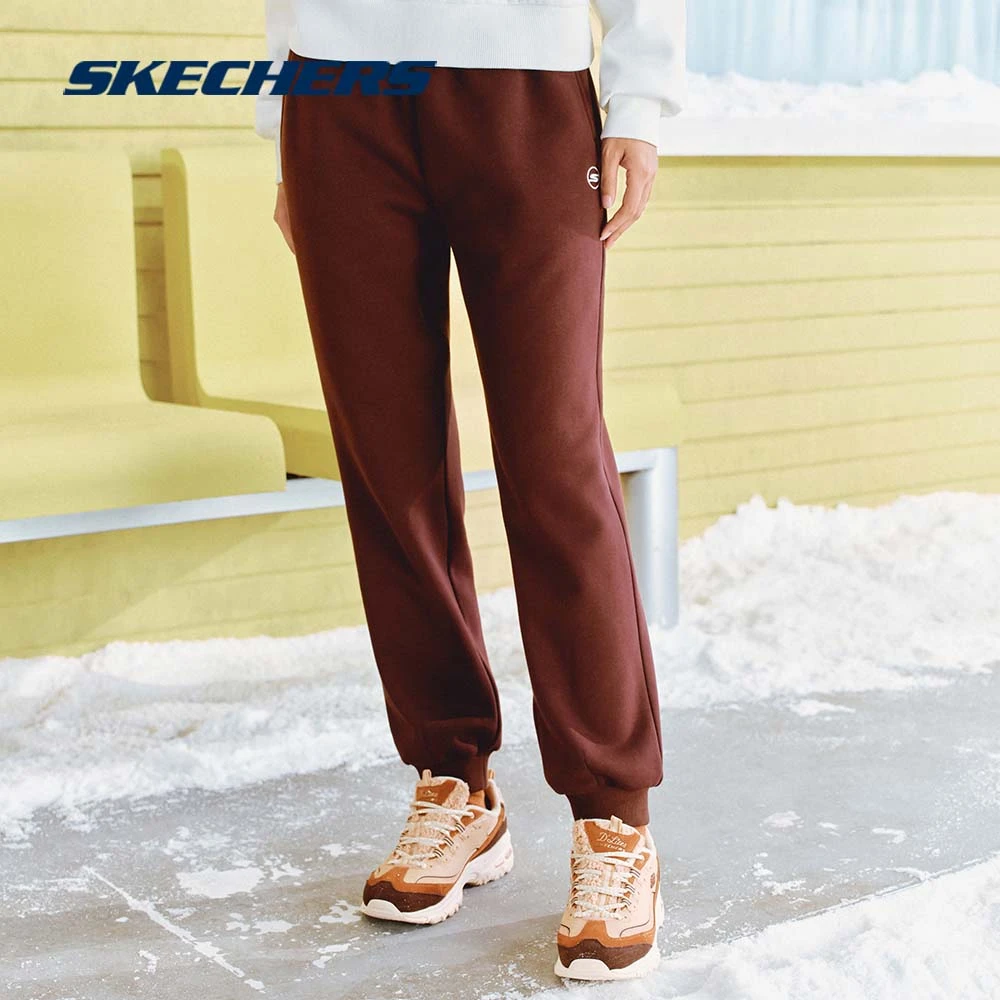 斯凯奇女款针织休闲百搭束脚裤舒适百搭运动长裤运动裤P424W156