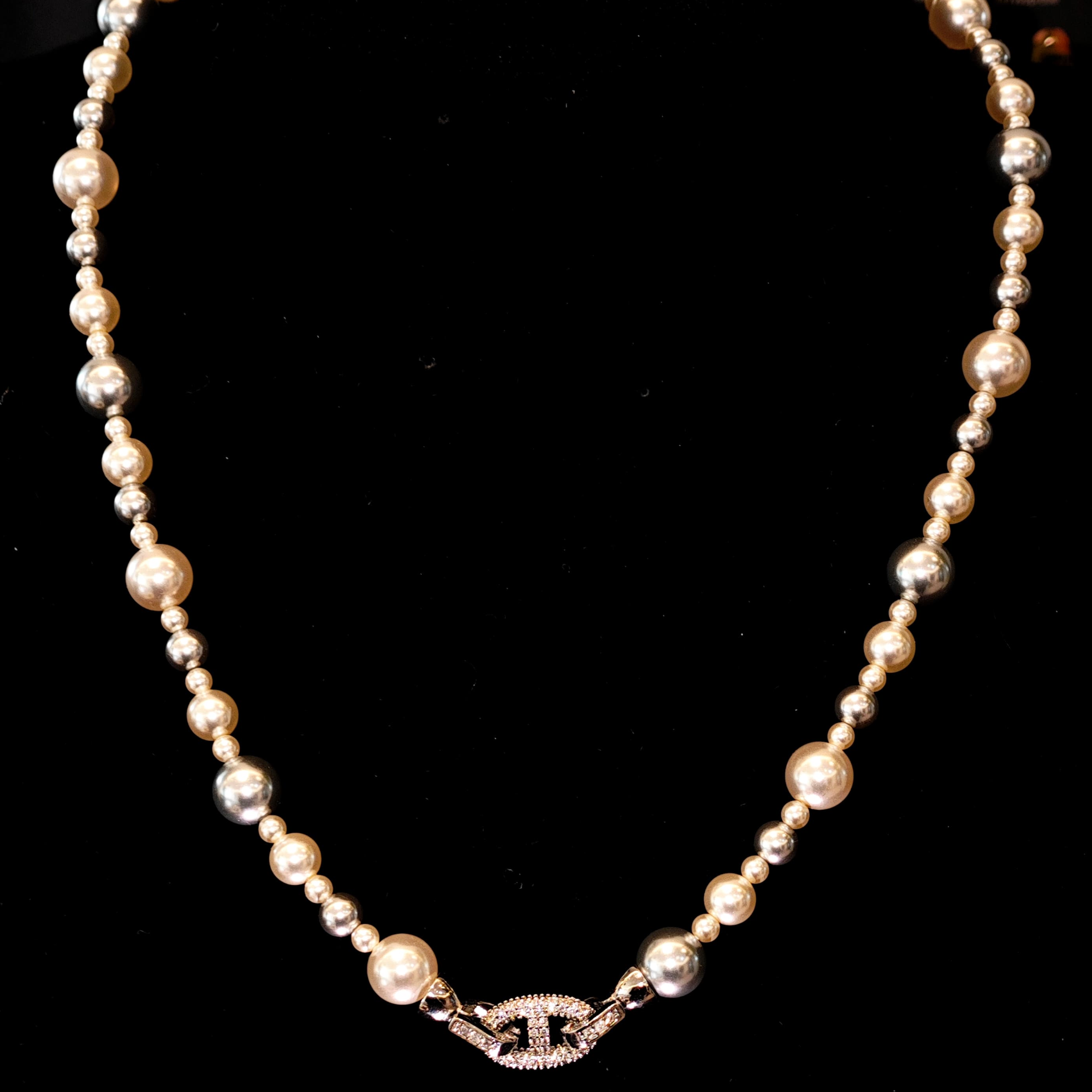 铜合金仿珍珠项链  欧美风小众百搭高级感设计闪钻项链