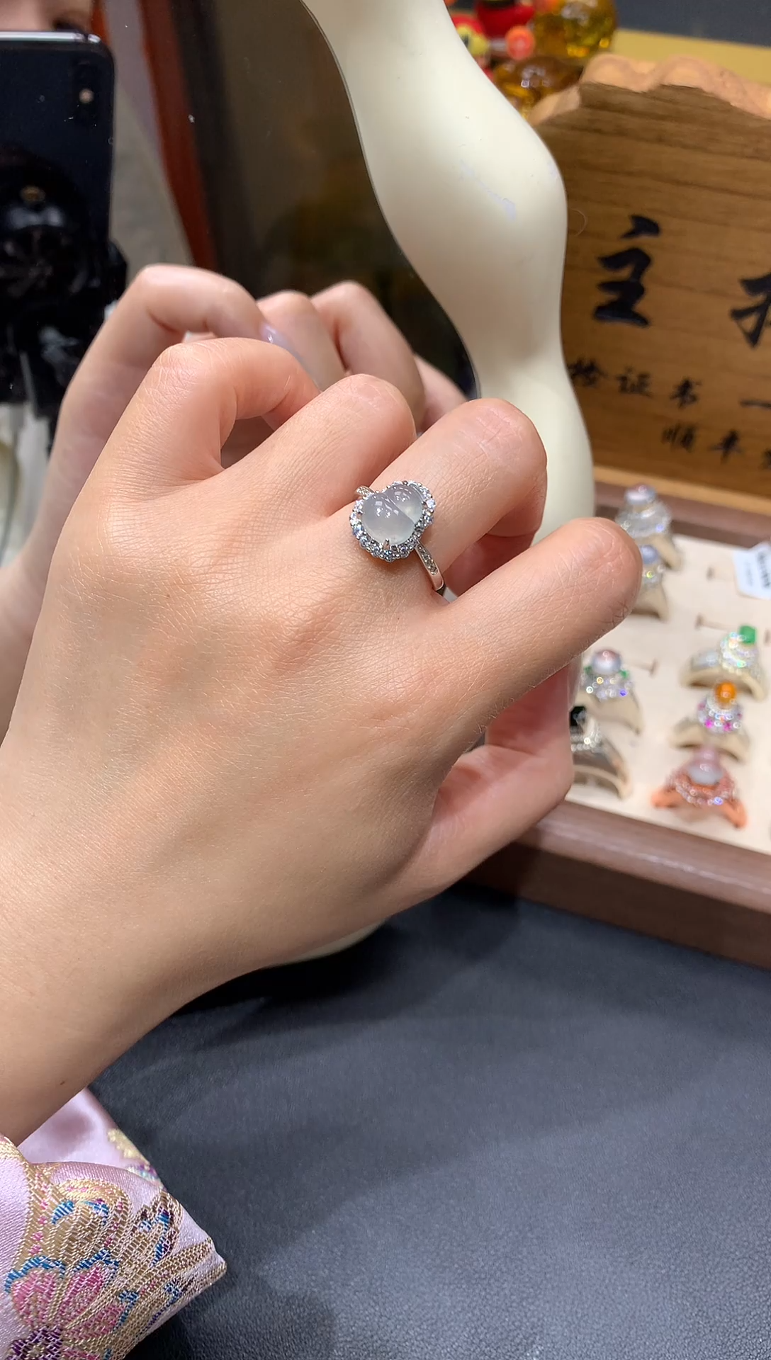 【闪购商品】翡翠戒指银S925镶嵌葫芦戒指
