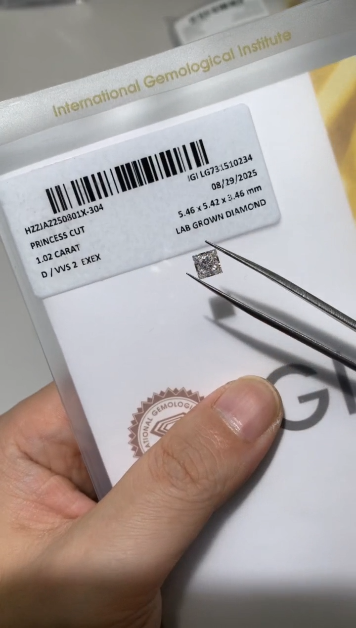 裸石实验室培育钻石1.02克拉D色VVS2腰码731510234