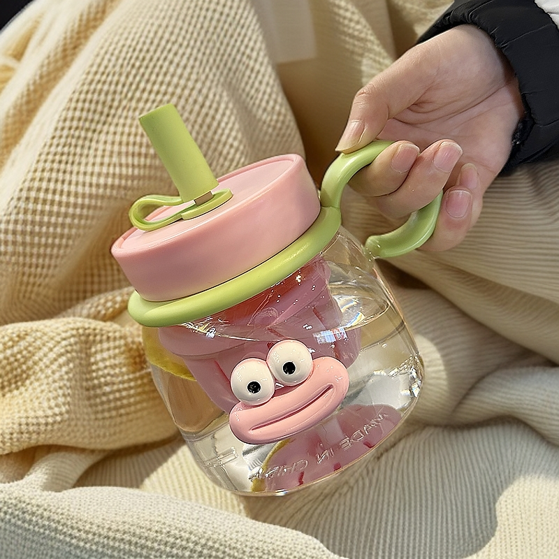 女生水杯夏天高颜值吸管大肚杯大容量茶漏耐高温可爱泡茶塑料杯子